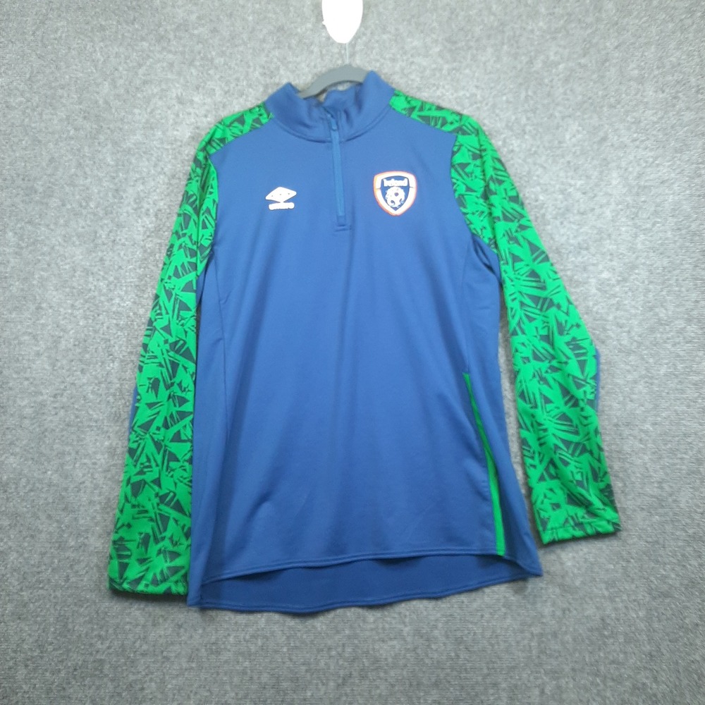 NWT Umbro Ireland 1/2 Zip Top 93711U-KJ2 Size 12 Navy Blue Green Womens Jersey